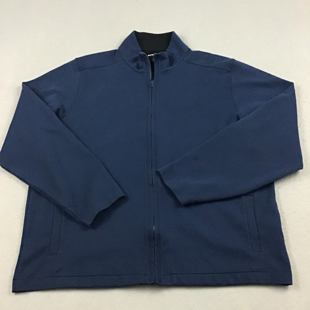 Bonobo Jacket Men 2XL Blue Solid Full Zip Slim Fit Golf Cover Up Pockets XL